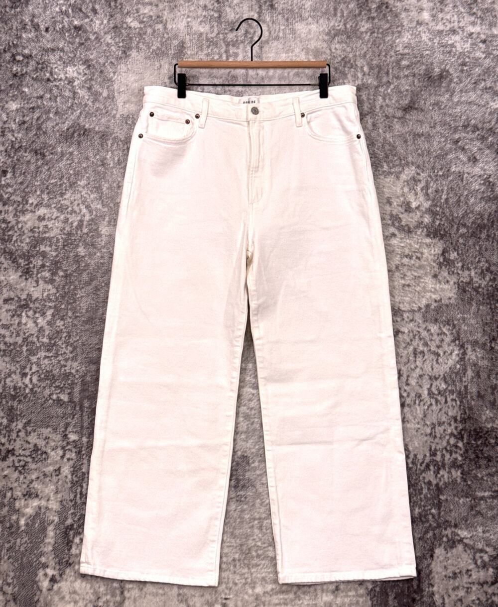 AGOLDE Harper Crop Jeans 32 Womens Wide Leg White Denim
